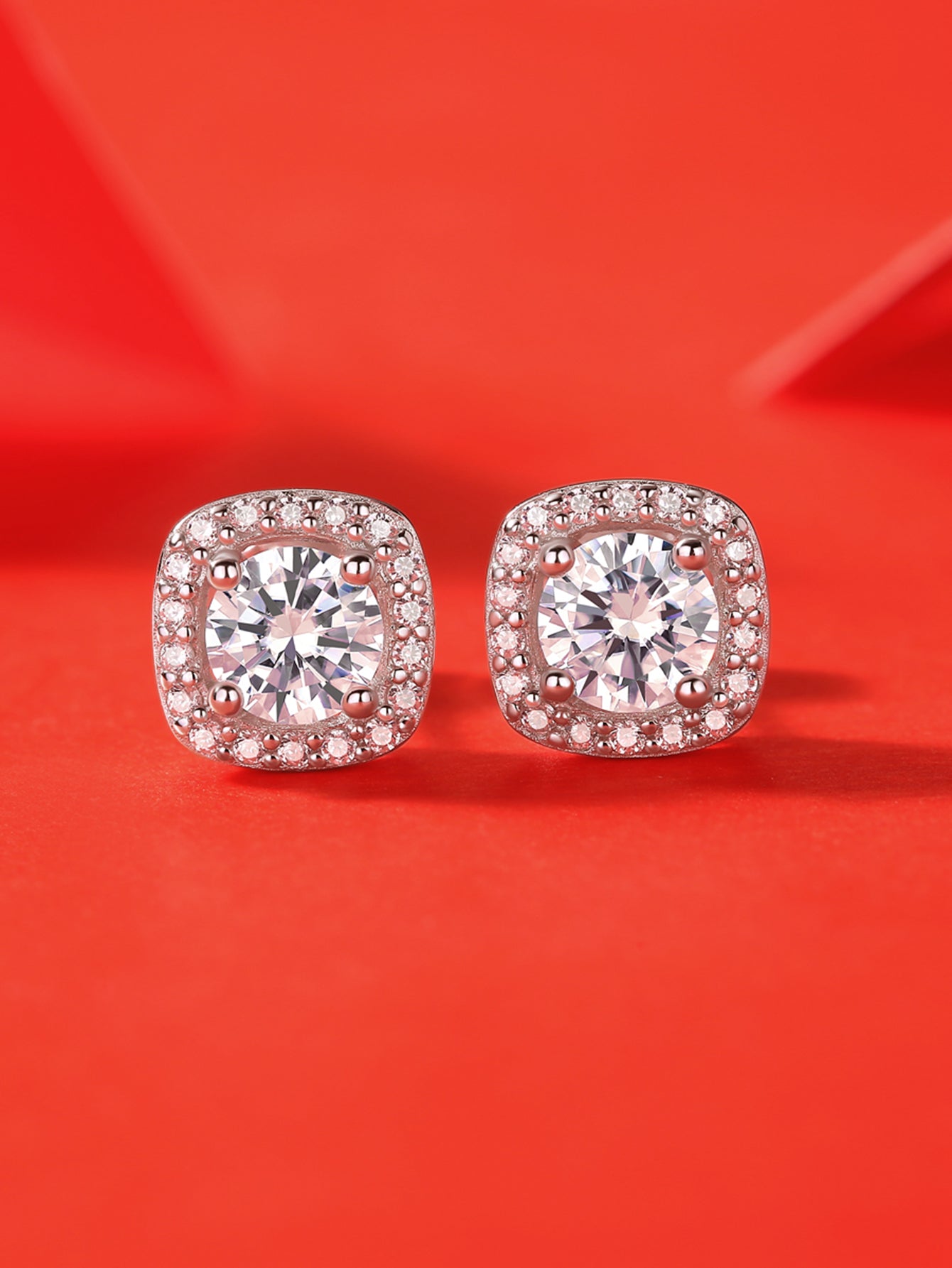 CA03（スクエアパヴェ）S925モアッサナイトピアス